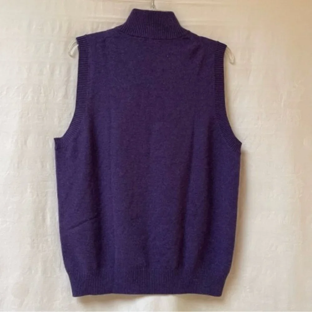 Kinross Cashmere Knit Vest Womens Medium Cashmere Half Zip Winter Purple Jacket - Picture 5 of 11